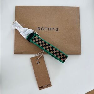Rothy's Green and Black Checkered Keychain